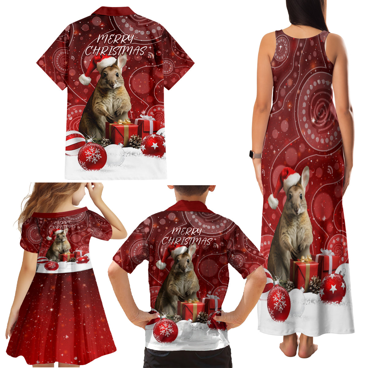 australia-christmas-wallaby-family-matching-tank-maxi-dress-and-hawaiian-shirt-aboriginal-art