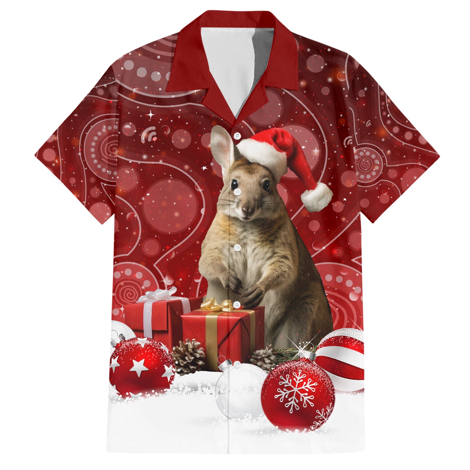 Australia Christmas Wallaby Hawaiian Shirt Aboriginal Art - Vibe Hoodie Shop