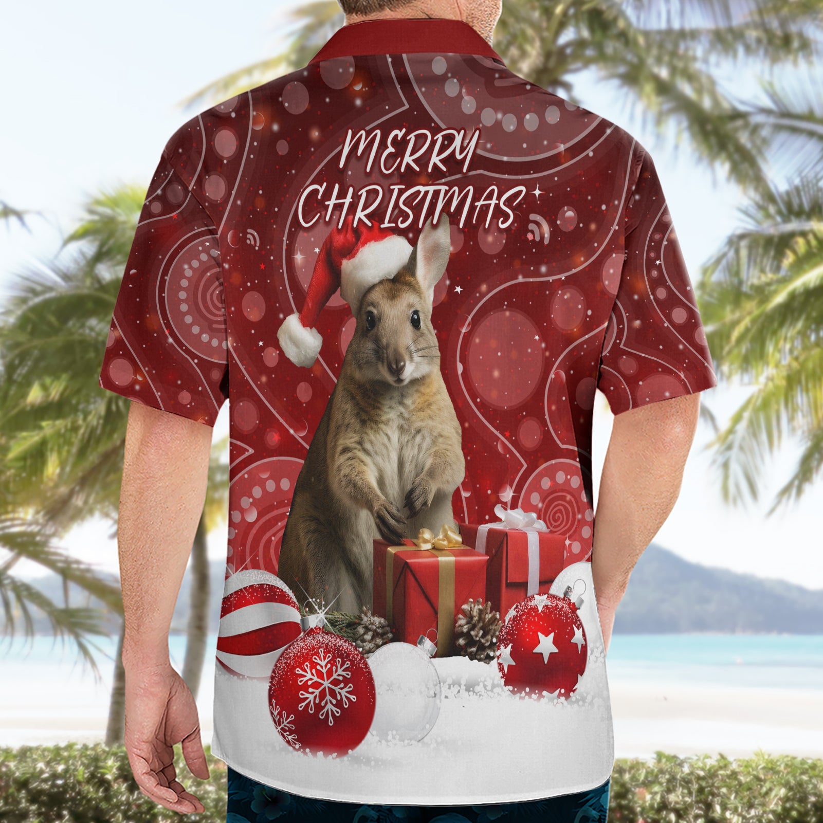 Australia Christmas Wallaby Hawaiian Shirt Aboriginal Art - Vibe Hoodie Shop