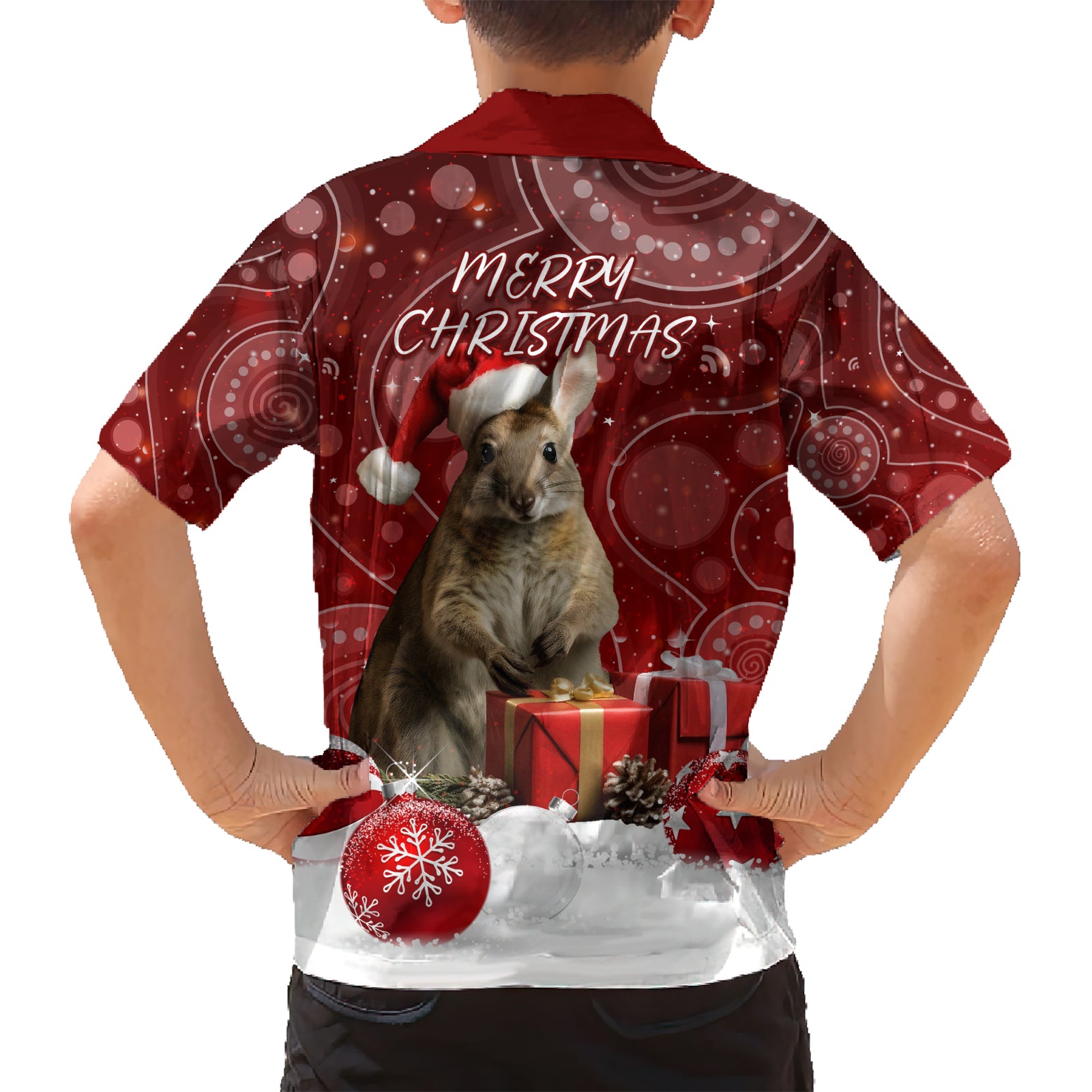 Australia Christmas Wallaby Hawaiian Shirt Aboriginal Art - Vibe Hoodie Shop