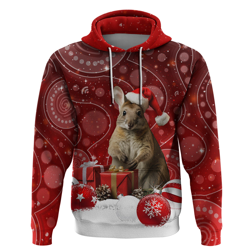 Australia Christmas Wallaby Hoodie Aboriginal Art LT7 - Vibe Hoodie Shop