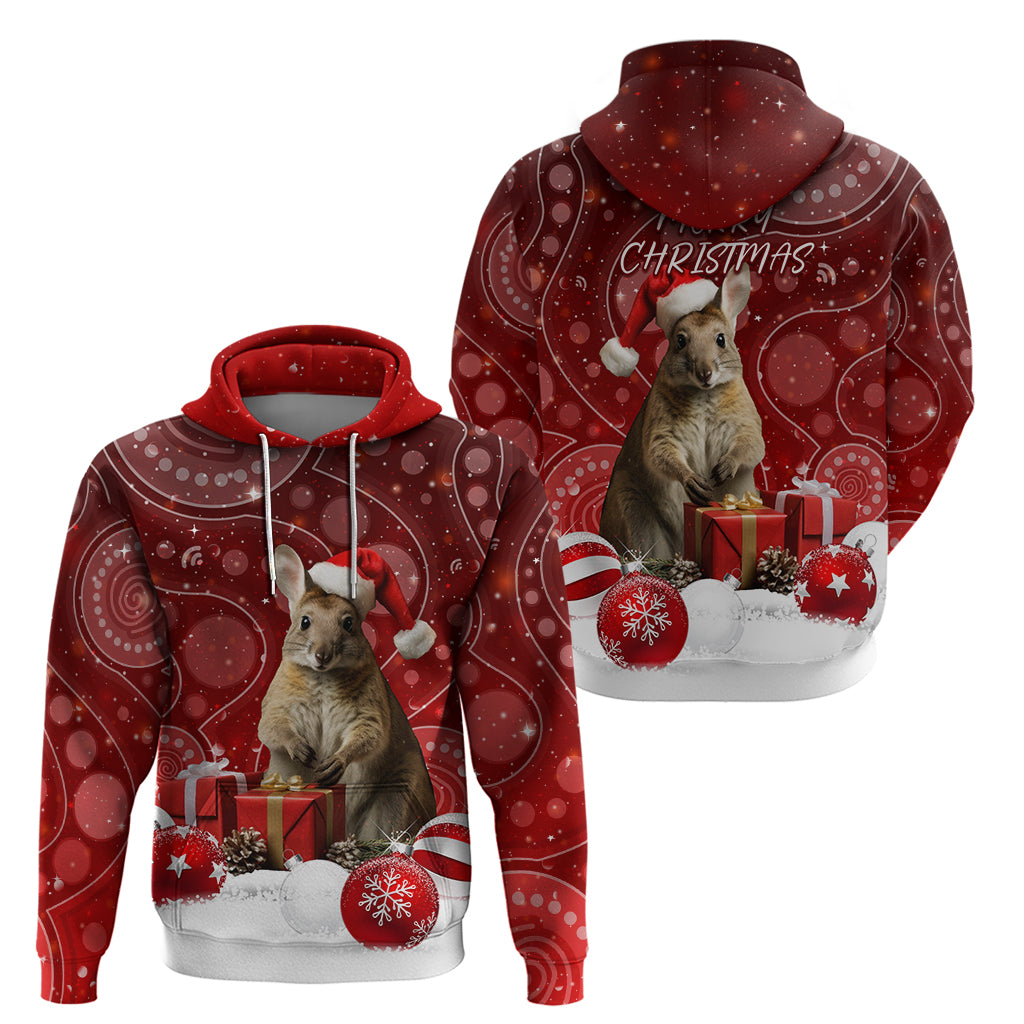 Australia Christmas Wallaby Hoodie Aboriginal Art LT7 - Vibe Hoodie Shop