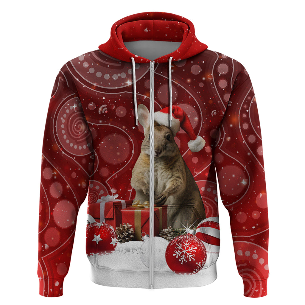 Australia Christmas Wallaby Hoodie Aboriginal Art LT7 - Vibe Hoodie Shop