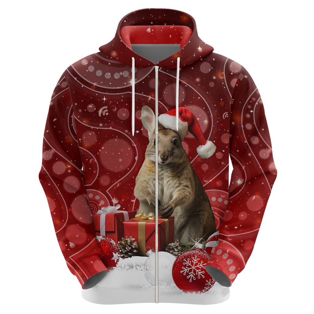 Australia Christmas Wallaby Hoodie Aboriginal Art LT7 - Vibe Hoodie Shop