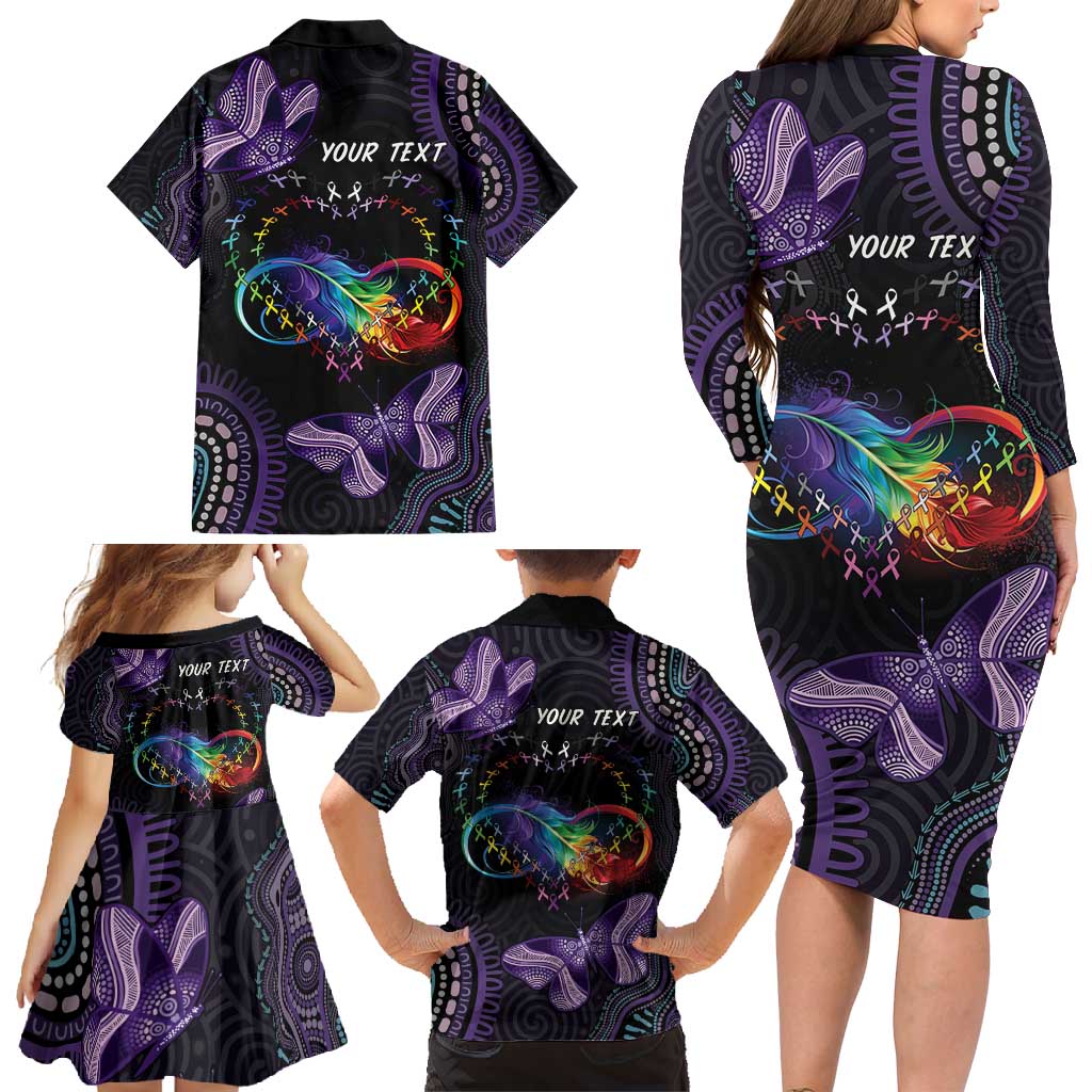 Australia Aboriginal Dot Arts Family Matching Long Sleeve Bodycon Dress and Hawaiian Shirt Fight Cancer In All Colors
