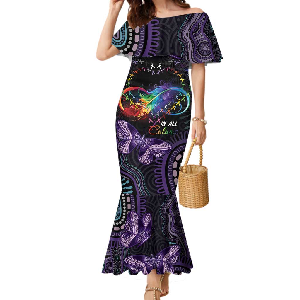 Australia Aboriginal Dot Arts Family Matching Mermaid Dress and Hawaiian Shirt Fight Cancer In All Colors