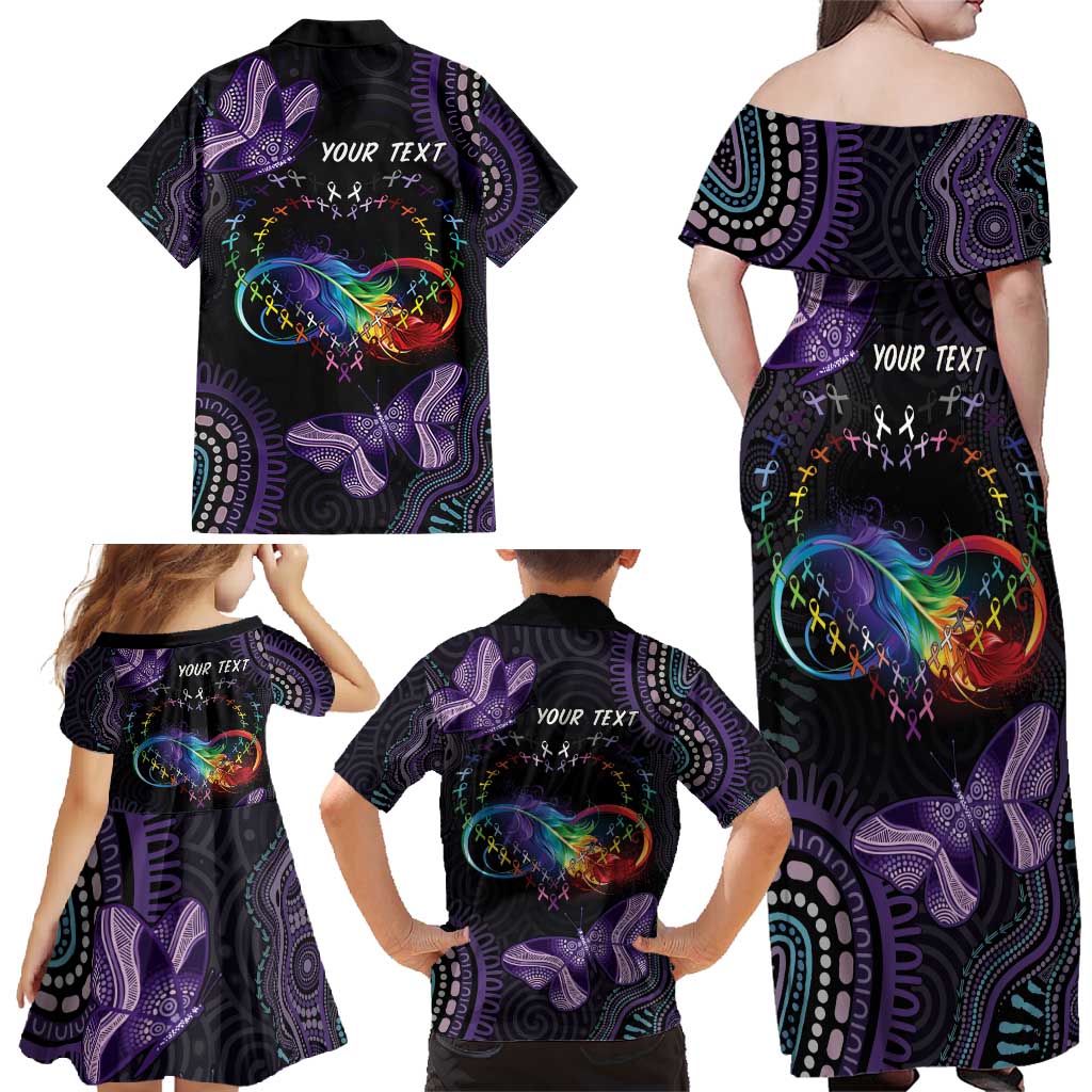 Australia Aboriginal Dot Arts Family Matching Off Shoulder Maxi Dress and Hawaiian Shirt Fight Cancer In All Colors