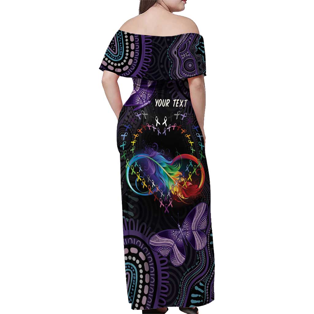 Australia Aboriginal Dot Arts Family Matching Off Shoulder Maxi Dress and Hawaiian Shirt Fight Cancer In All Colors
