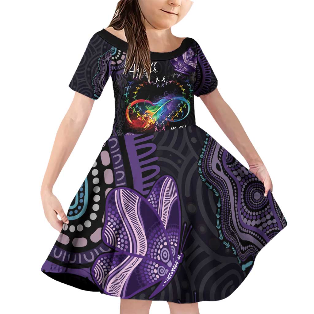 Australia Aboriginal Dot Arts Family Matching Off Shoulder Short Dress and Hawaiian Shirt Fight Cancer In All Colors