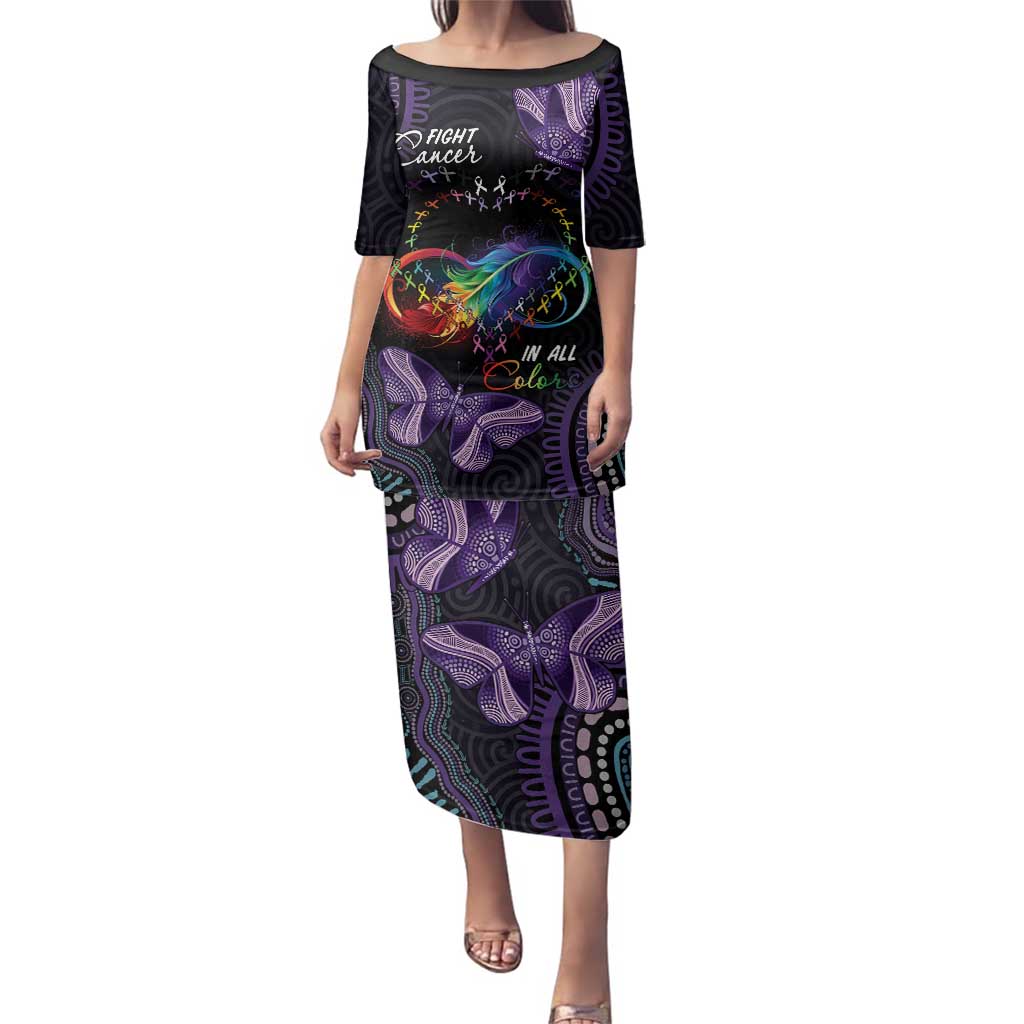 Australia Aboriginal Dot Arts Family Matching Puletasi and Hawaiian Shirt Fight Cancer In All Colors