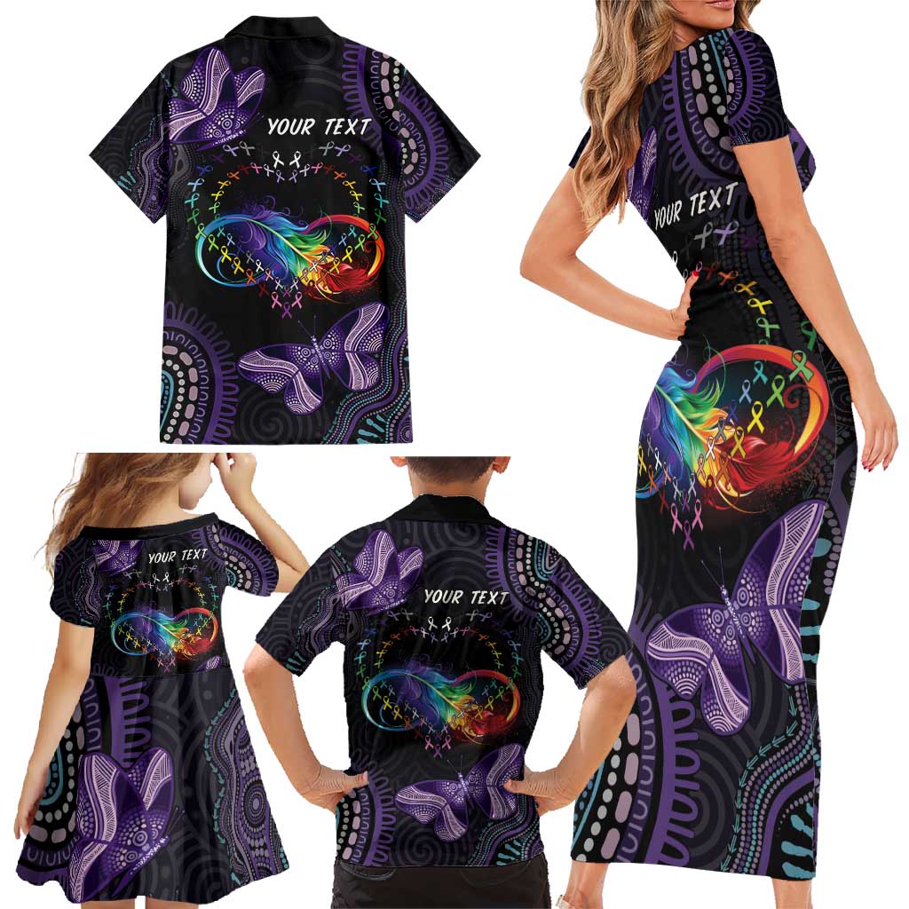 Australia Aboriginal Dot Arts Family Matching Short Sleeve Bodycon Dress and Hawaiian Shirt Fight Cancer In All Colors
