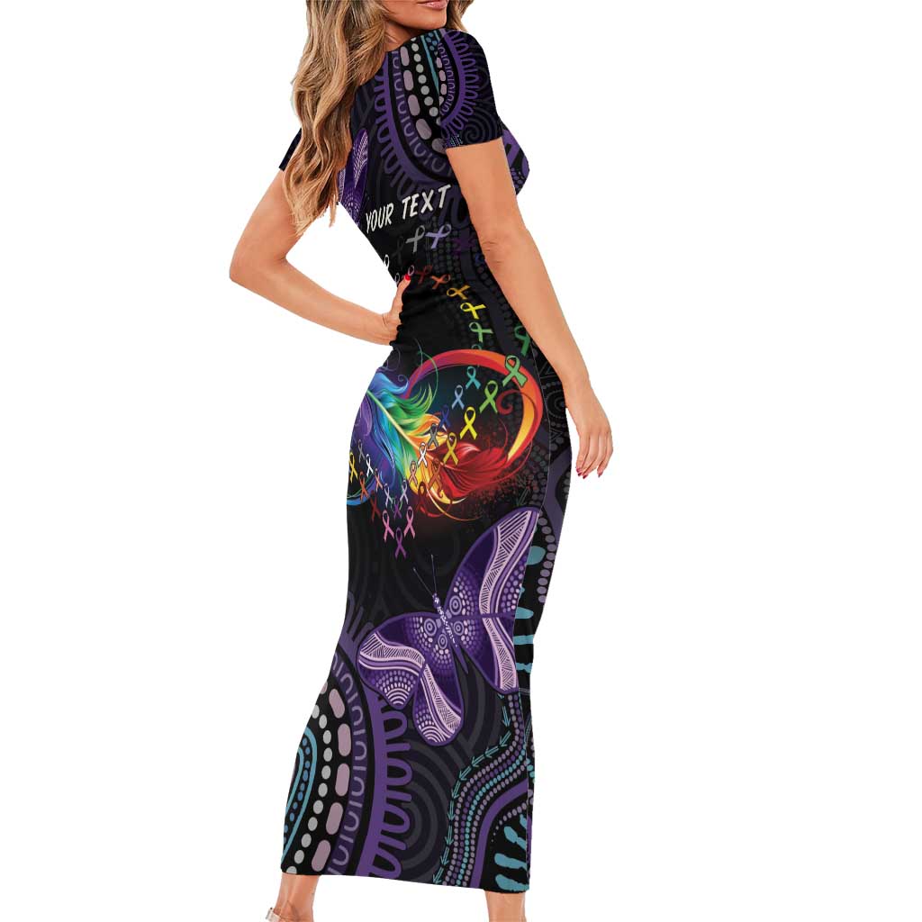 Australia Aboriginal Dot Arts Family Matching Short Sleeve Bodycon Dress and Hawaiian Shirt Fight Cancer In All Colors