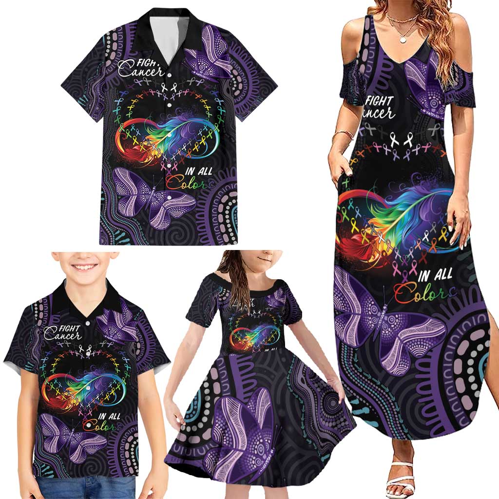 Australia Aboriginal Dot Arts Family Matching Summer Maxi Dress and Hawaiian Shirt Fight Cancer In All Colors