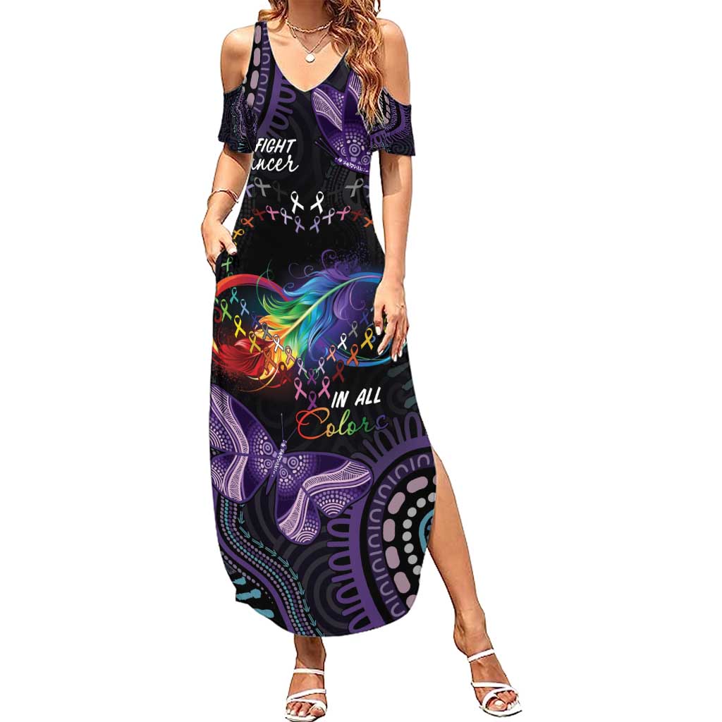Australia Aboriginal Dot Arts Family Matching Summer Maxi Dress and Hawaiian Shirt Fight Cancer In All Colors