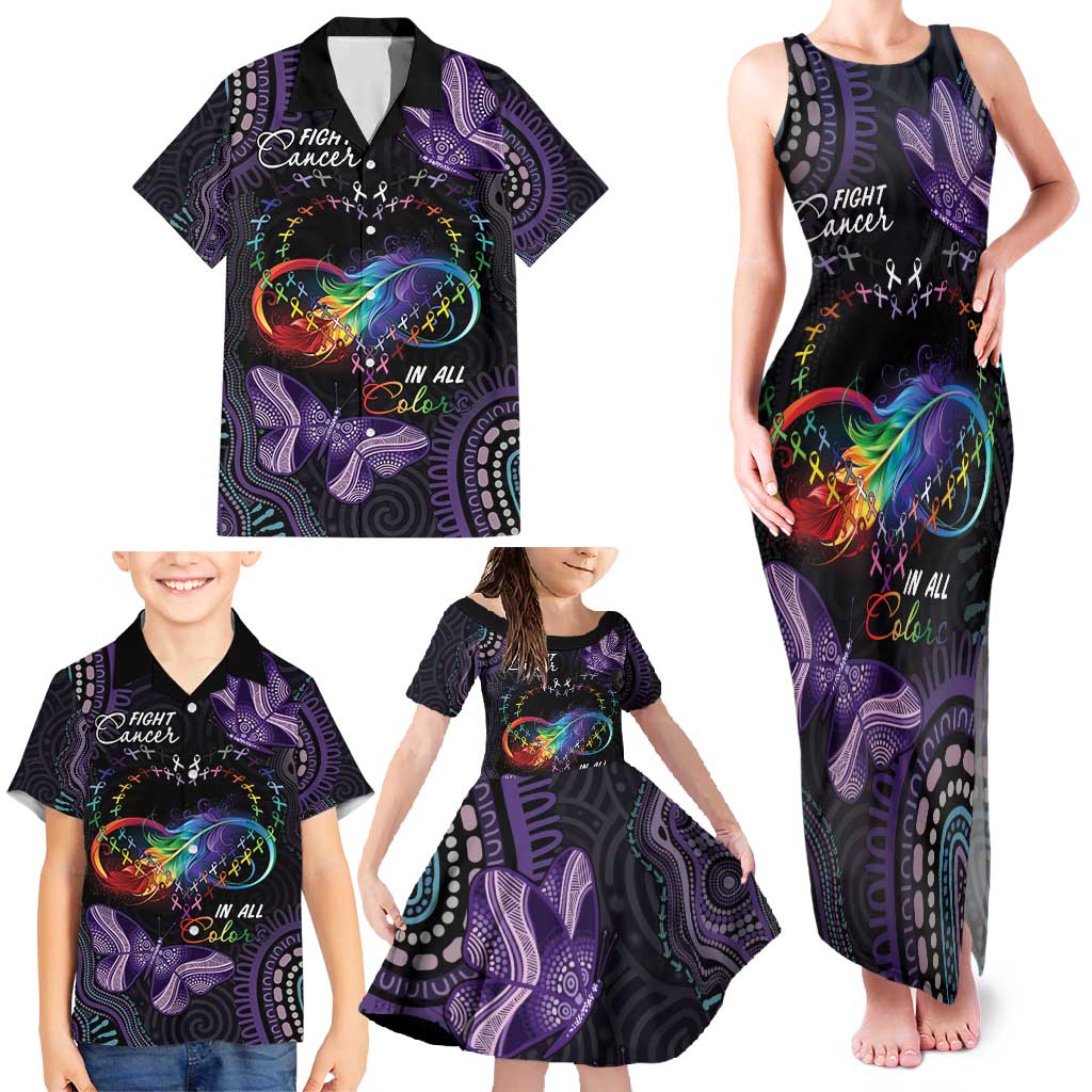 Australia Aboriginal Dot Arts Family Matching Tank Maxi Dress and Hawaiian Shirt Fight Cancer In All Colors