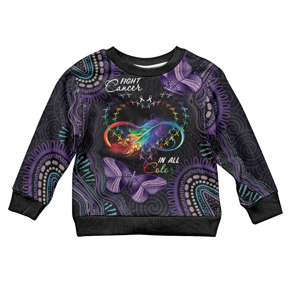 Australia Aboriginal Dot Arts Personalized Kid Ugly Christmas Sweater Fight Cancer In All Colors