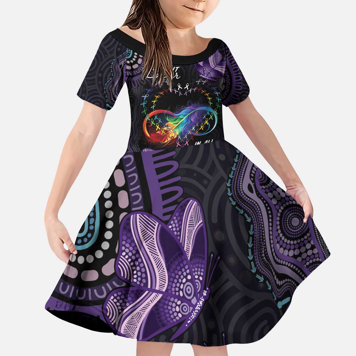 Australia Aboriginal Dot Arts Kid Short Sleeve Dress Fight Cancer In All Colors - Vibe Hoodie Shop