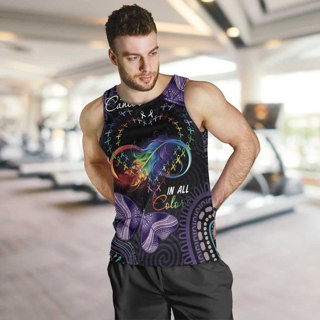 Australia Aboriginal Dot Arts Men Tank Top Fight Cancer In All Colors - Vibe Hoodie Shop