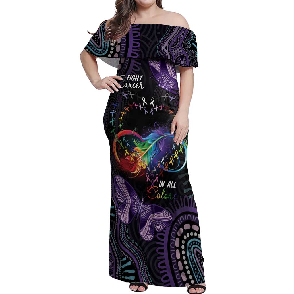 Australia Aboriginal Dot Arts Off Shoulder Maxi Dress Fight Cancer In All Colors