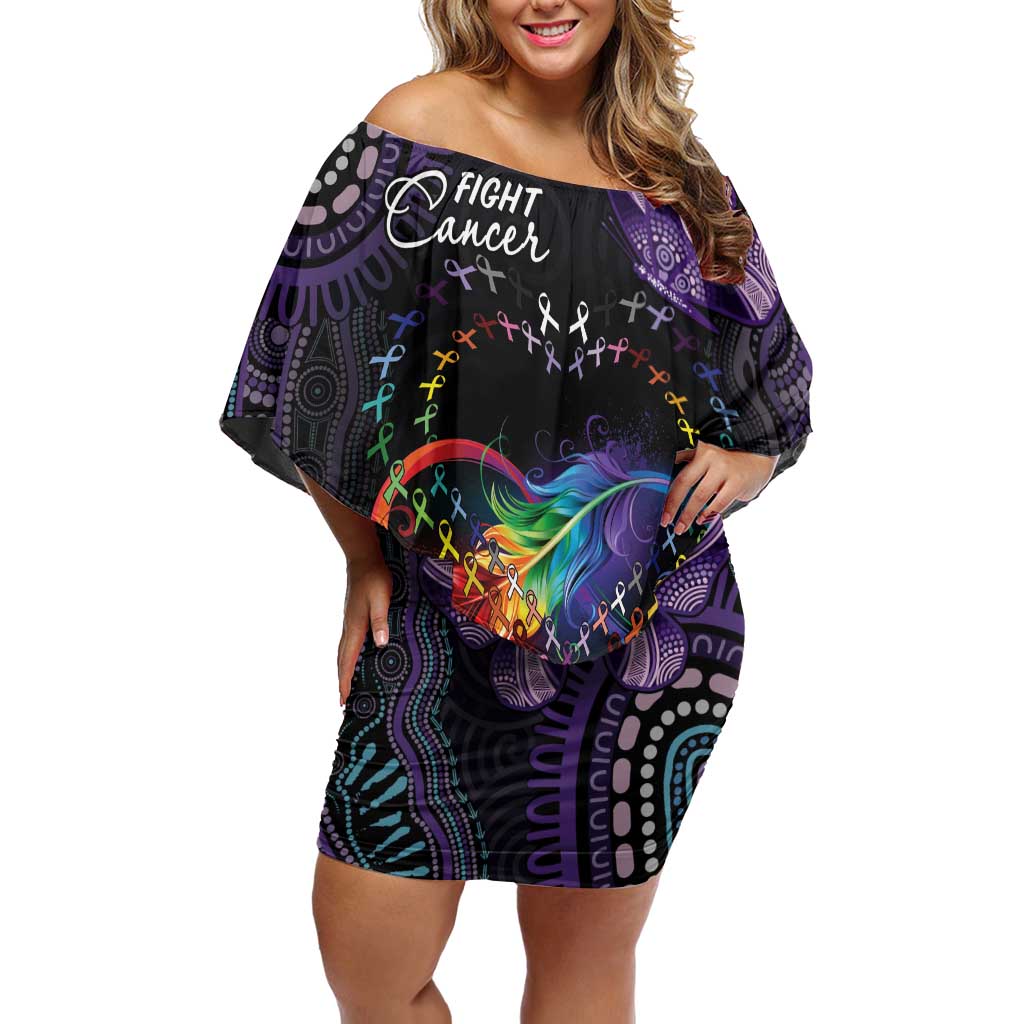 Australia Aboriginal Dot Arts Off Shoulder Short Dress Fight Cancer In All Colors