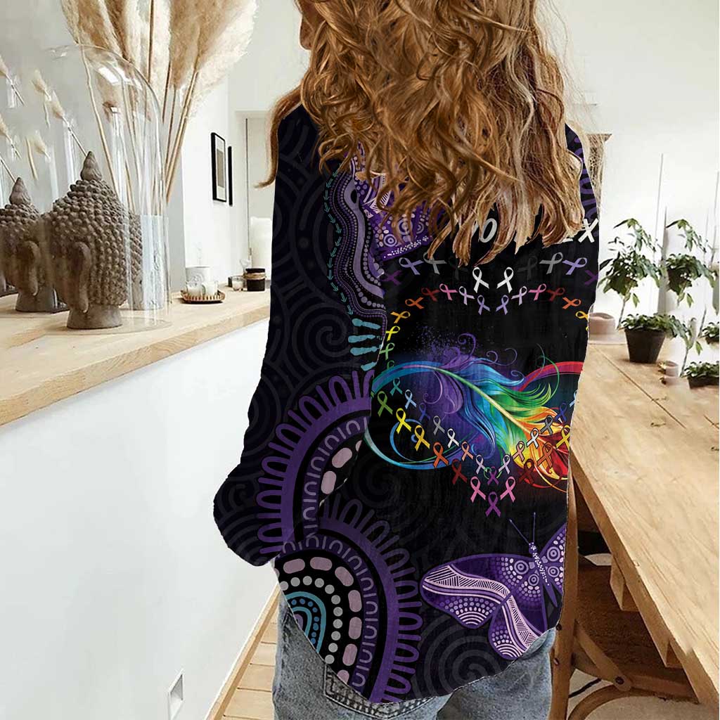 Australia Aboriginal Dot Arts Women Casual Shirt Fight Cancer In All Colors - Vibe Hoodie Shop