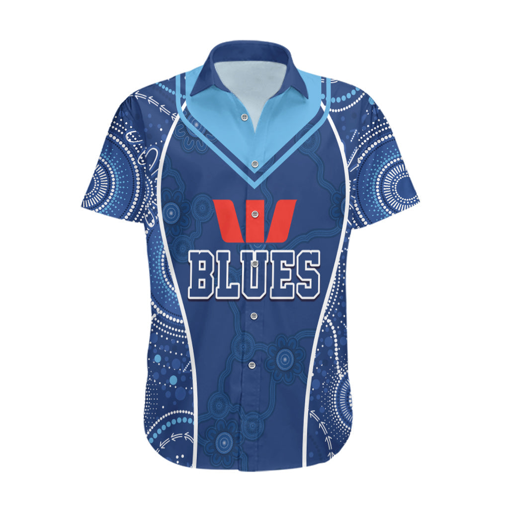 Personalised Indigenous NSW Blues Rugby Hawaiian Shirt State Of Origin Blue Dynamic - Vibe Hoodie Shop