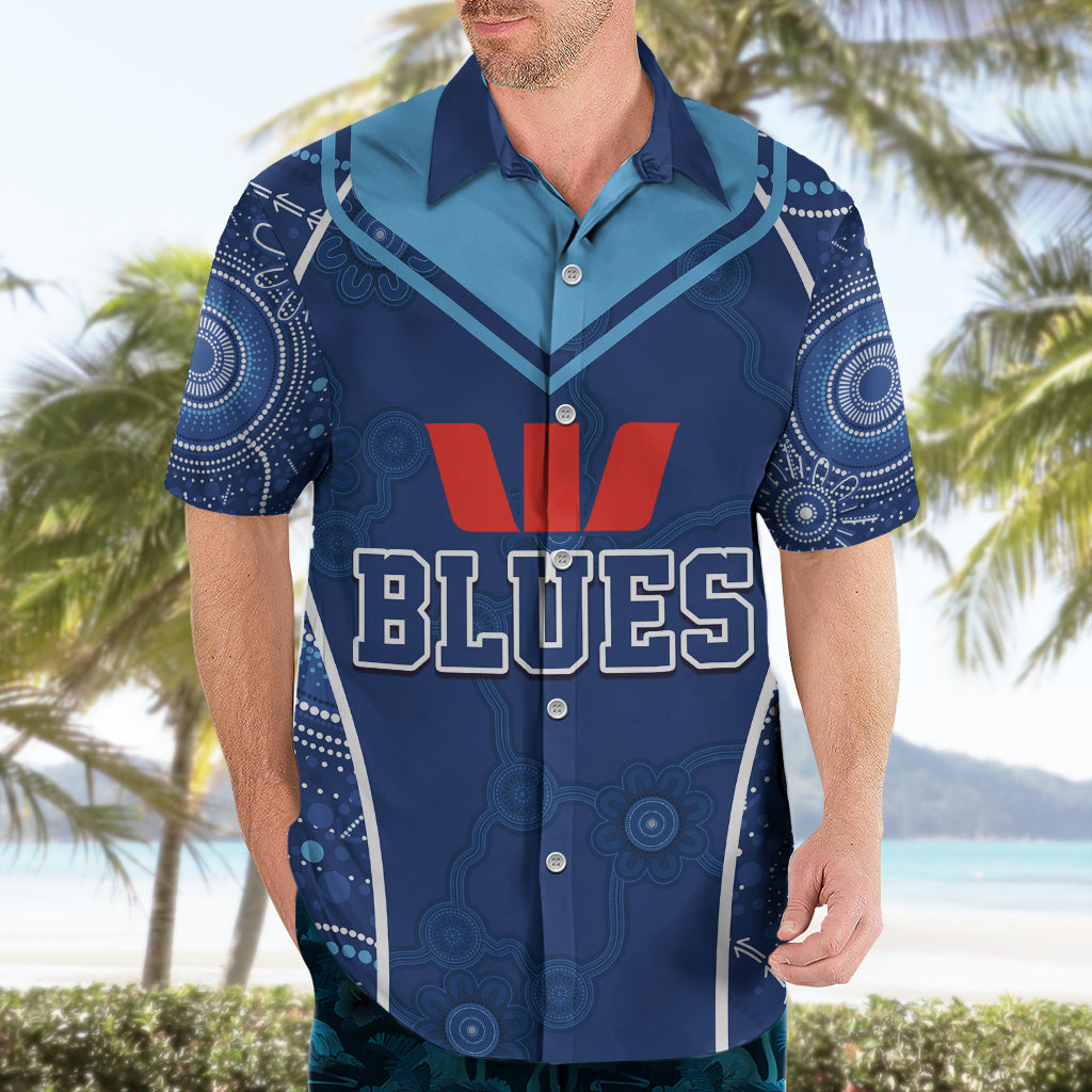 Personalised Indigenous NSW Blues Rugby Hawaiian Shirt State Of Origin Blue Dynamic - Vibe Hoodie Shop