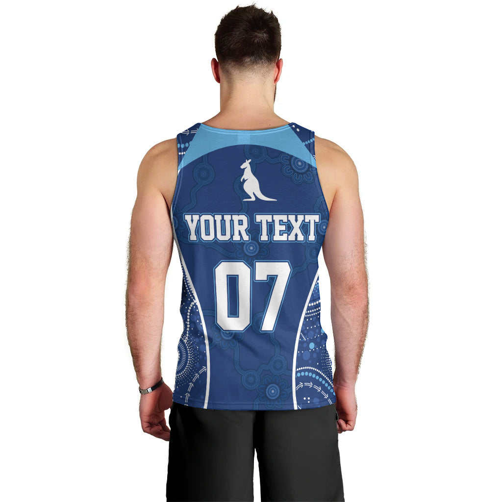 Personalised Indigenous NSW Blues Rugby Men Tank Top State Of Origin Blue Dynamic - Vibe Hoodie Shop