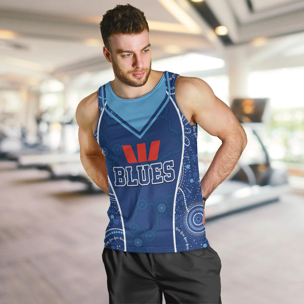 Personalised Indigenous NSW Blues Rugby Men Tank Top State Of Origin Blue Dynamic - Vibe Hoodie Shop