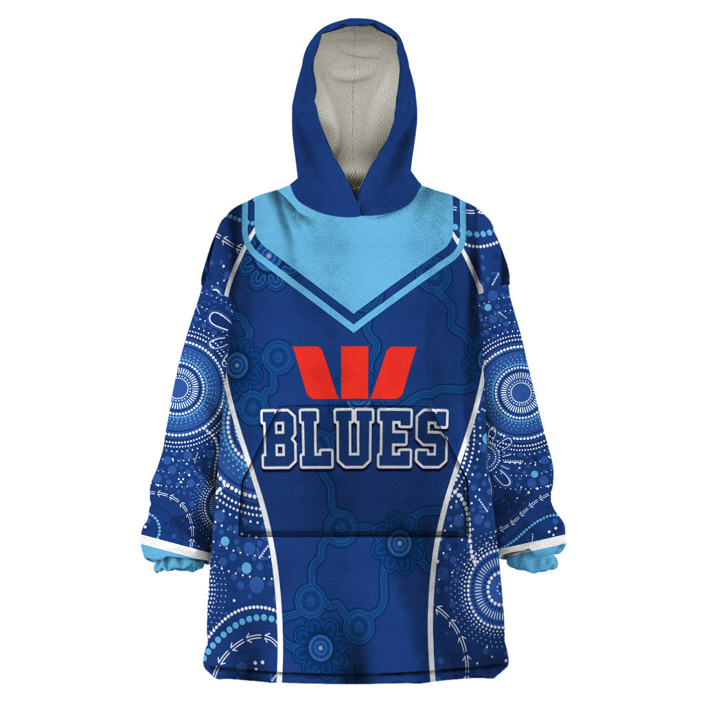 Personalised Indigenous NSW Blues Rugby Wearable Blanket Hoodie State Of Origin Blue Dynamic - Vibe Hoodie Shop