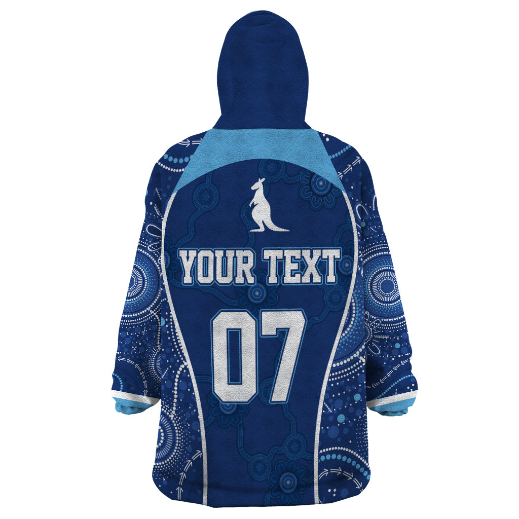 Personalised Indigenous NSW Blues Rugby Wearable Blanket Hoodie State Of Origin Blue Dynamic - Vibe Hoodie Shop