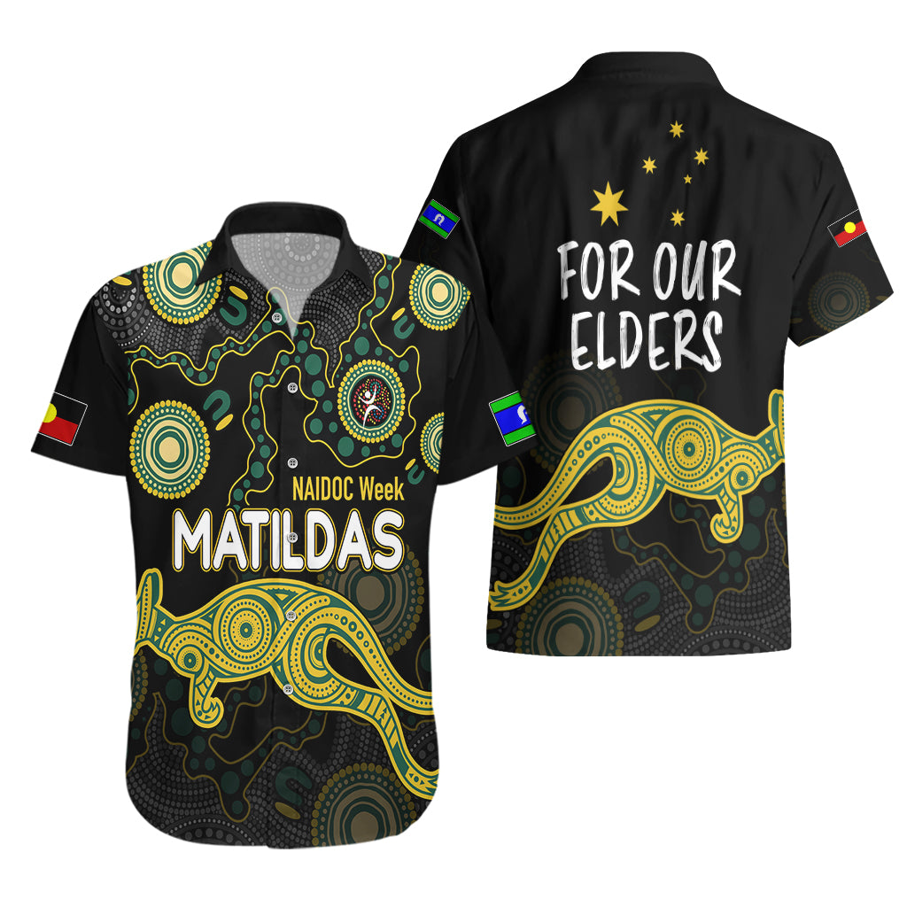 NAIDOC Week 2023 Hawaiian Shirt Australia Soccer Matildas - For Our Elders - Vibe Hoodie Shop