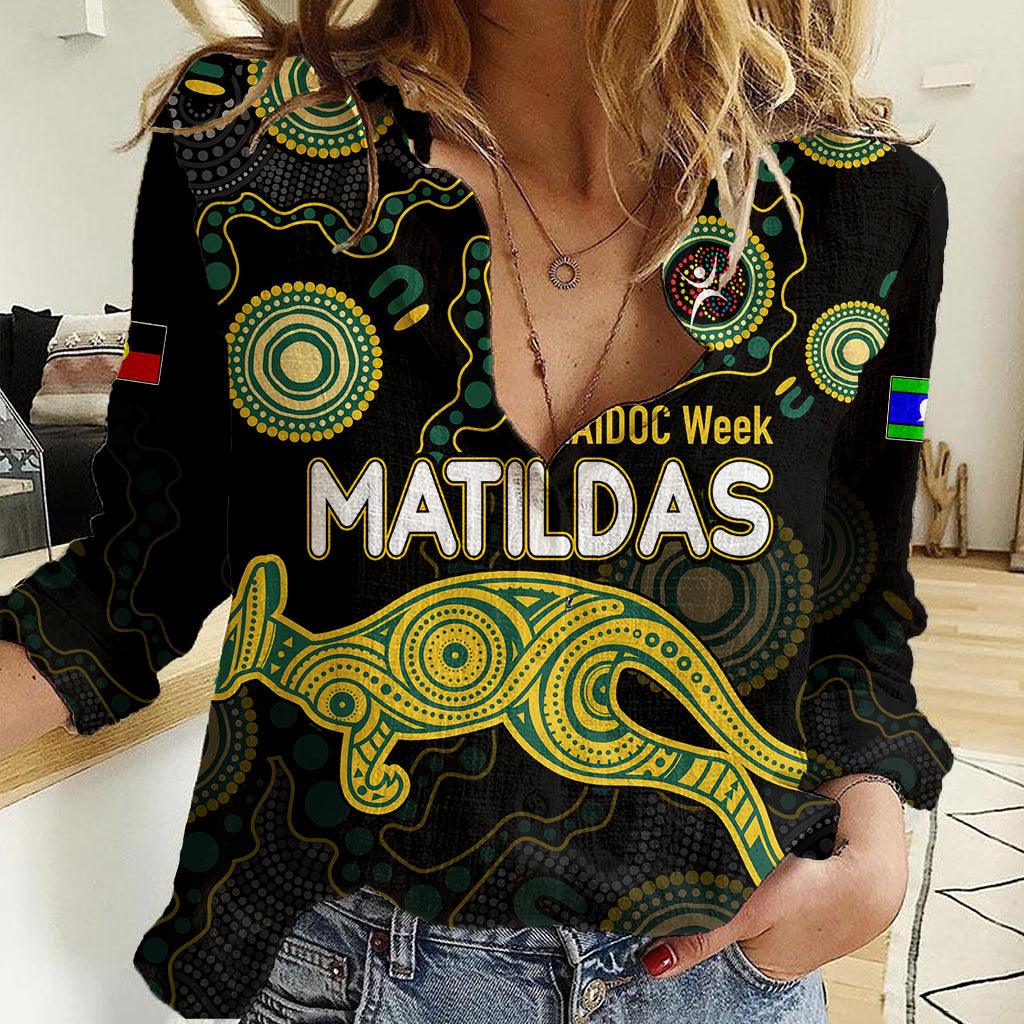 NAIDOC Week 2023 Women Casual Shirt Australia Soccer Matildas - For Our Elders - Vibe Hoodie Shop