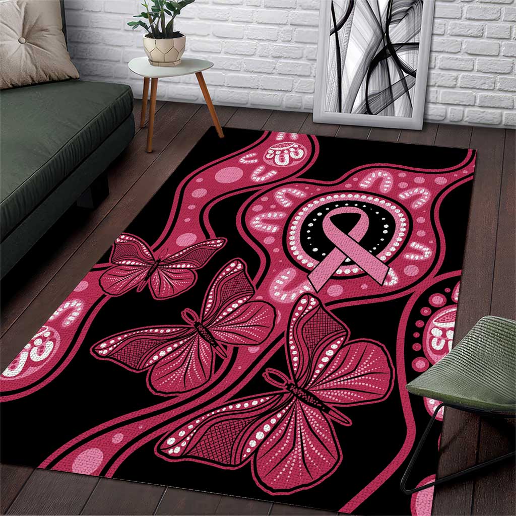 Australia Indigenous Area Rug Breast Cancer Black Aboriginal Butterfly - Vibe Hoodie Shop