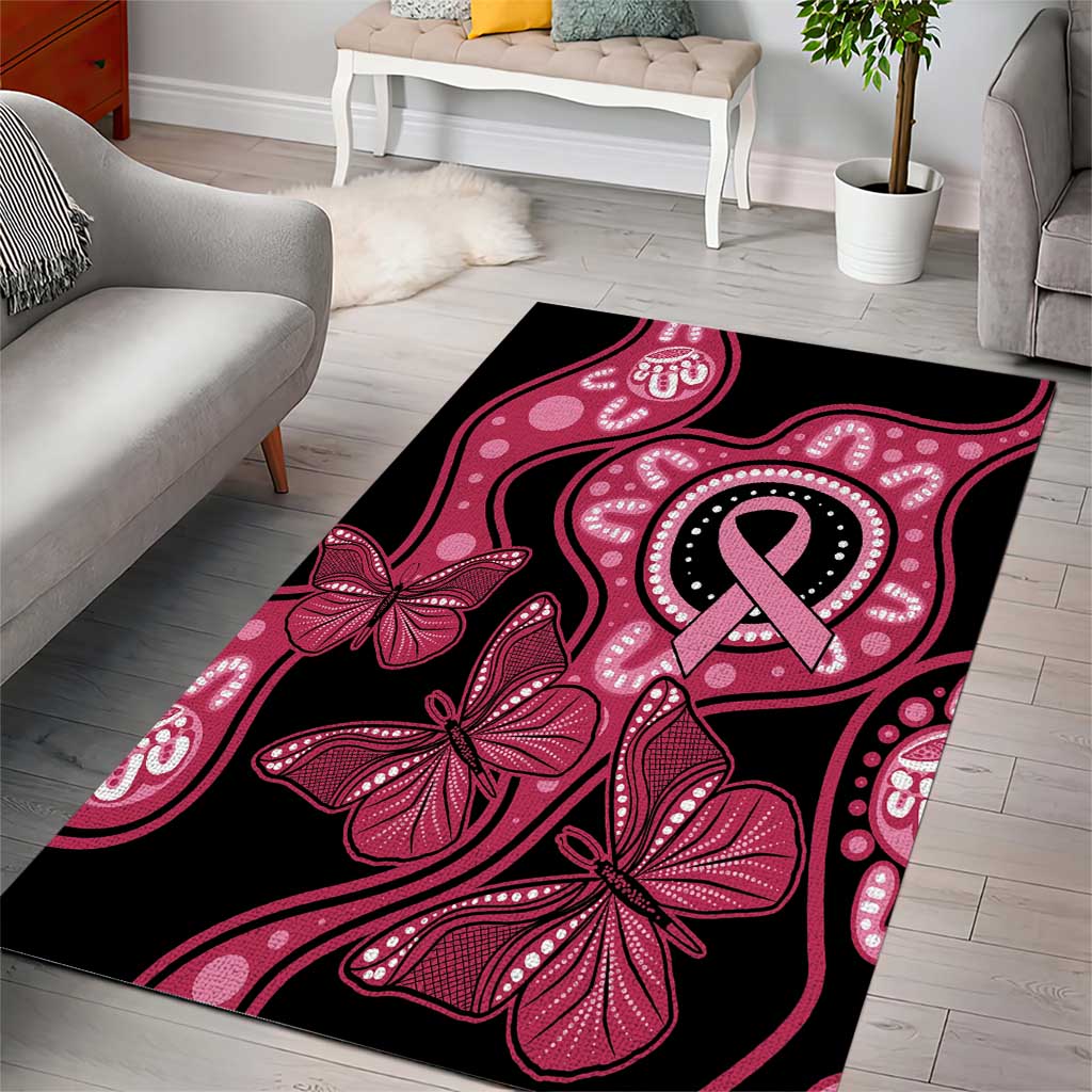 Australia Indigenous Area Rug Breast Cancer Black Aboriginal Butterfly - Vibe Hoodie Shop