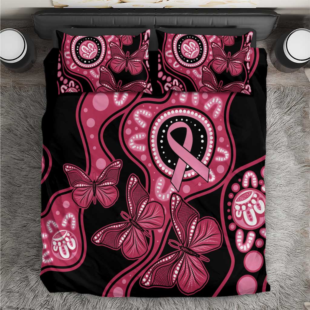Australia Indigenous Bedding Set Breast Cancer Black Aboriginal Butterfly - Vibe Hoodie Shop