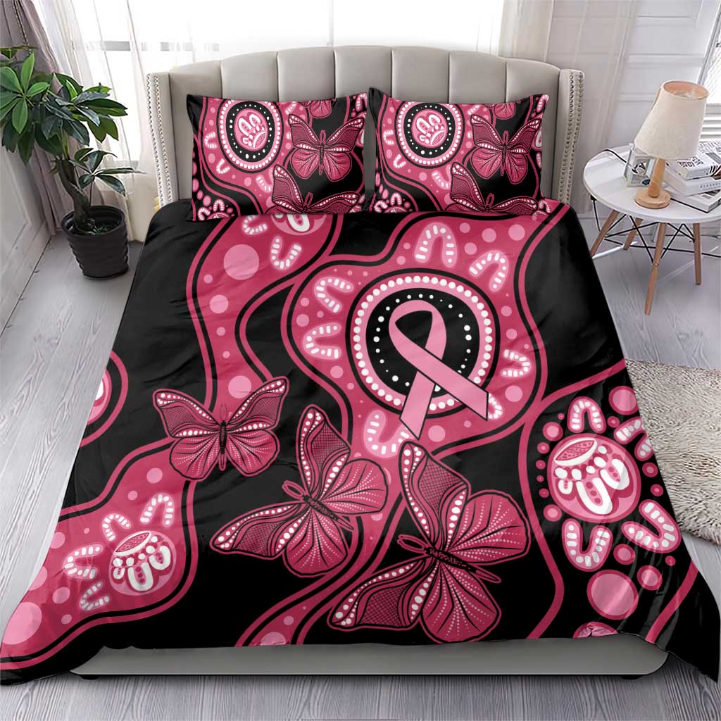 Australia Indigenous Bedding Set Breast Cancer Black Aboriginal Butterfly - Vibe Hoodie Shop