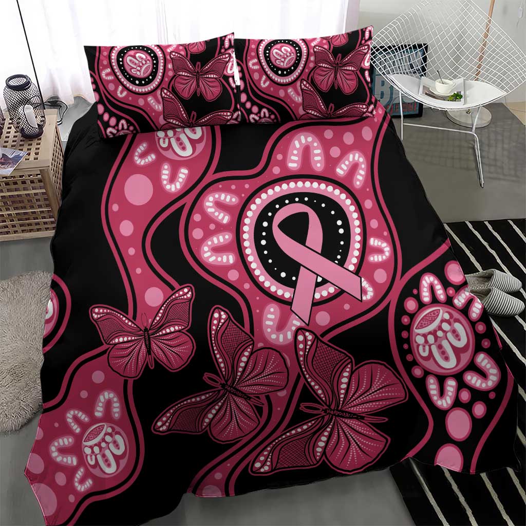 Australia Indigenous Bedding Set Breast Cancer Black Aboriginal Butterfly - Vibe Hoodie Shop