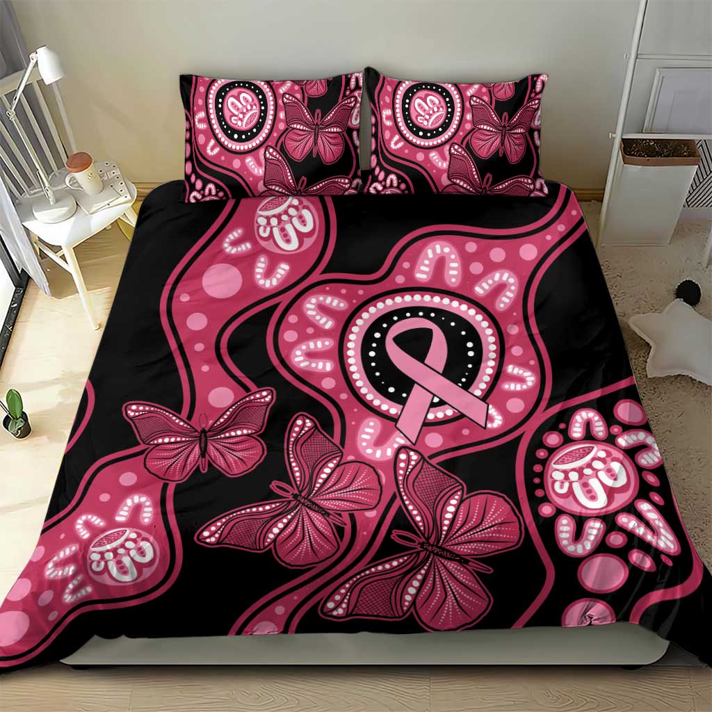 Australia Indigenous Bedding Set Breast Cancer Black Aboriginal Butterfly - Vibe Hoodie Shop