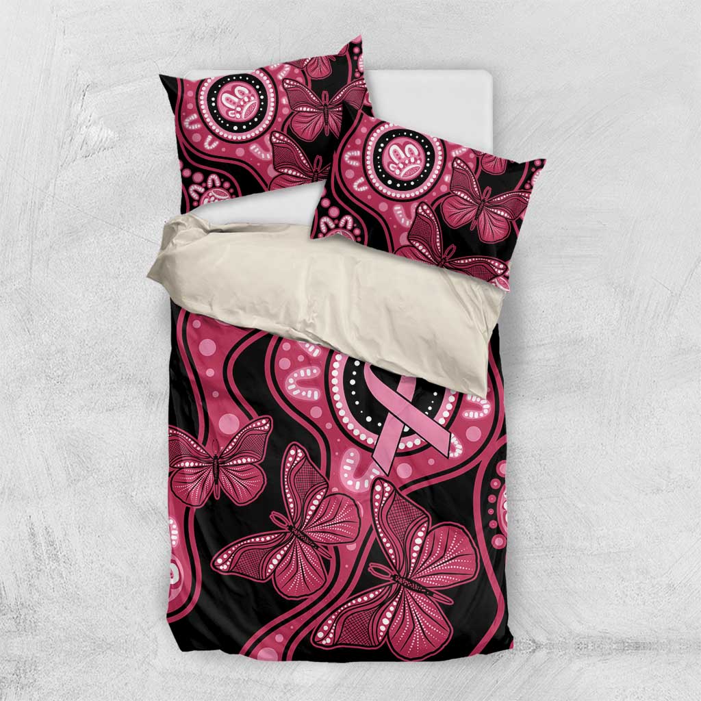 Australia Indigenous Bedding Set Breast Cancer Black Aboriginal Butterfly - Vibe Hoodie Shop