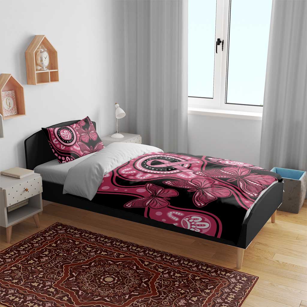 Australia Indigenous Bedding Set Breast Cancer Black Aboriginal Butterfly - Vibe Hoodie Shop