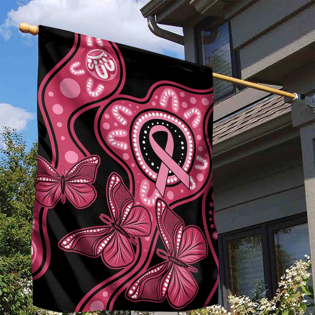 Australia Indigenous Garden Flag Breast Cancer Black Aboriginal Butterfly - Vibe Hoodie Shop