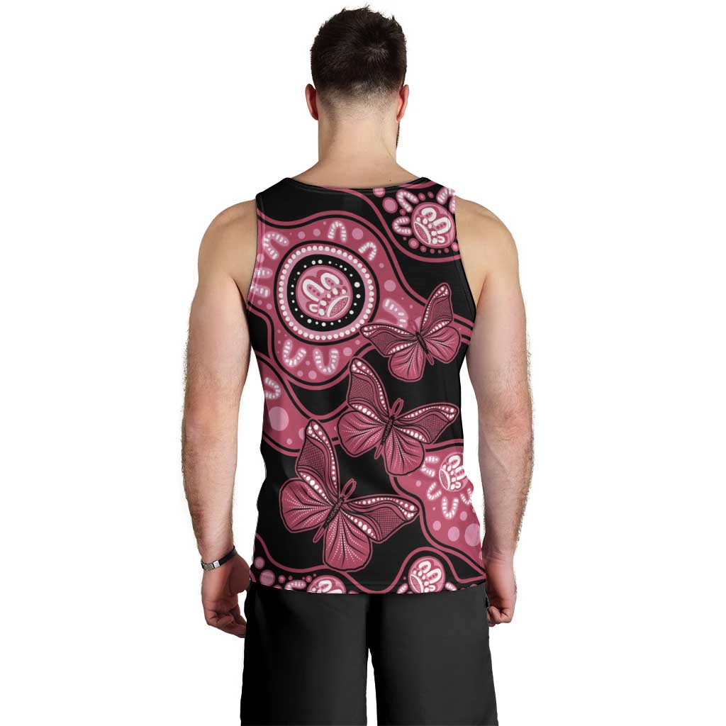 Australia Indigenous Men Tank Top Breast Cancer Black Aboriginal Butterfly - Vibe Hoodie Shop