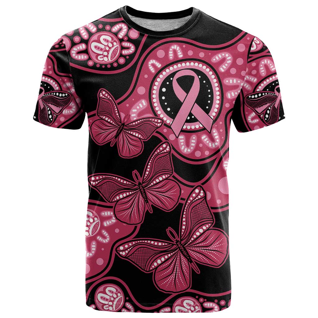 Australia Indigenous T Shirt Breast Cancer Black Aboriginal Butterfly - Vibe Hoodie Shop