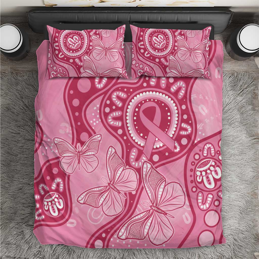 Australia Indigenous Bedding Set Breast Cancer Pink Aboriginal Butterfly - Vibe Hoodie Shop