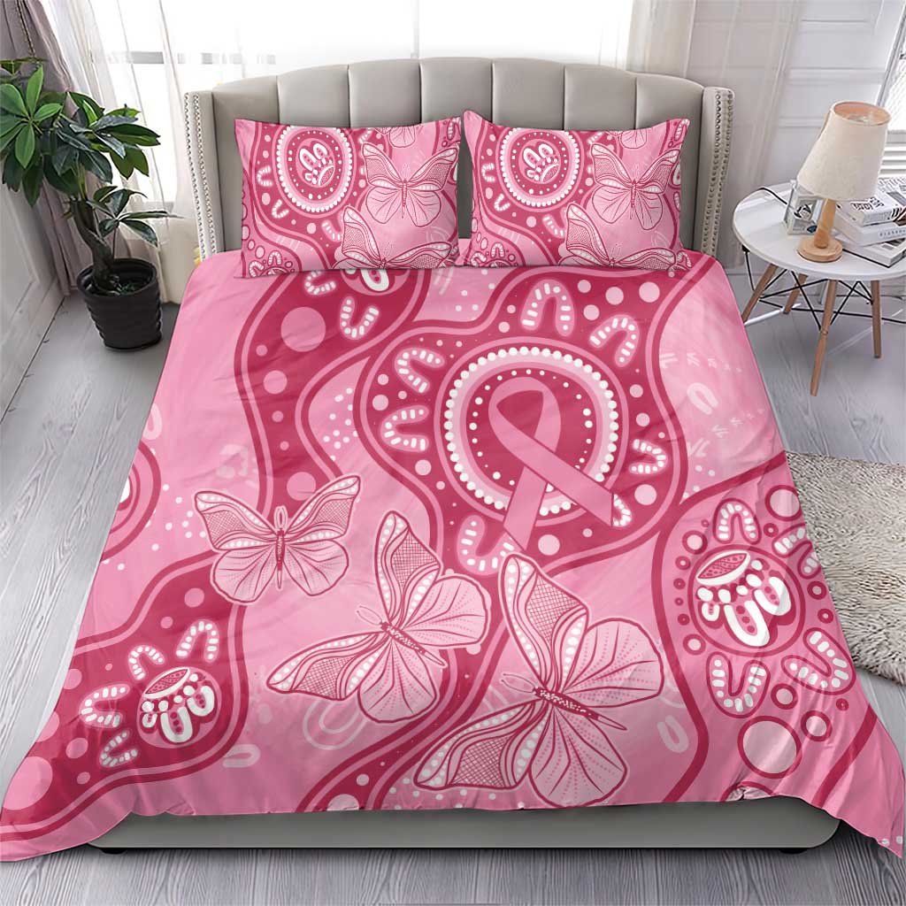 Australia Indigenous Bedding Set Breast Cancer Pink Aboriginal Butterfly - Vibe Hoodie Shop
