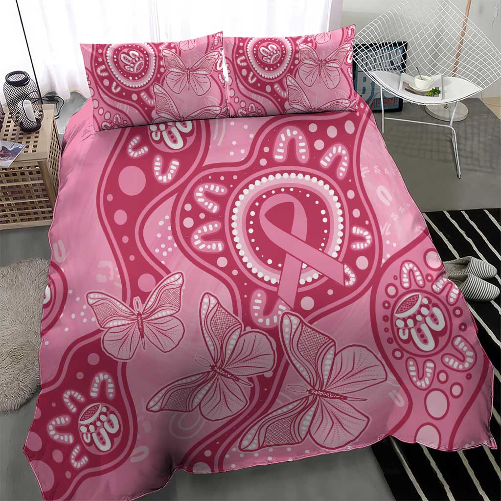 Australia Indigenous Bedding Set Breast Cancer Pink Aboriginal Butterfly - Vibe Hoodie Shop