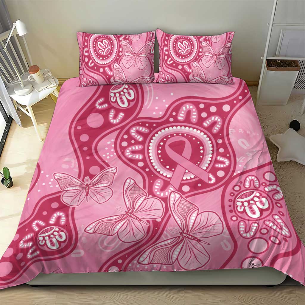 Australia Indigenous Bedding Set Breast Cancer Pink Aboriginal Butterfly - Vibe Hoodie Shop