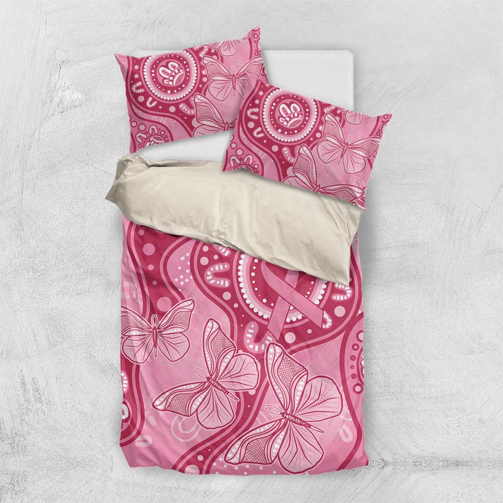 Australia Indigenous Bedding Set Breast Cancer Pink Aboriginal Butterfly - Vibe Hoodie Shop