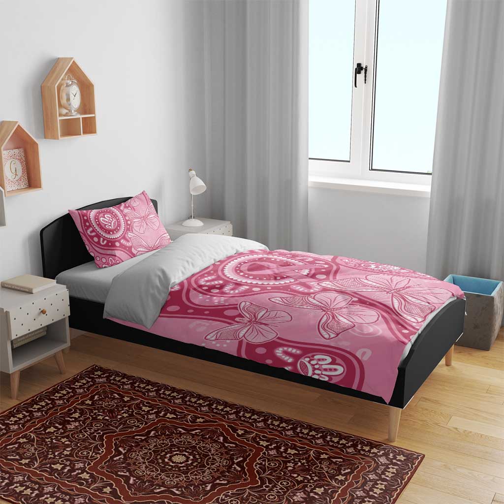 Australia Indigenous Bedding Set Breast Cancer Pink Aboriginal Butterfly - Vibe Hoodie Shop